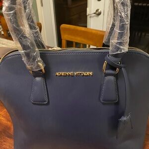 Adrienne Vittadini Dark Blue Shoulder Bag with Gold Details